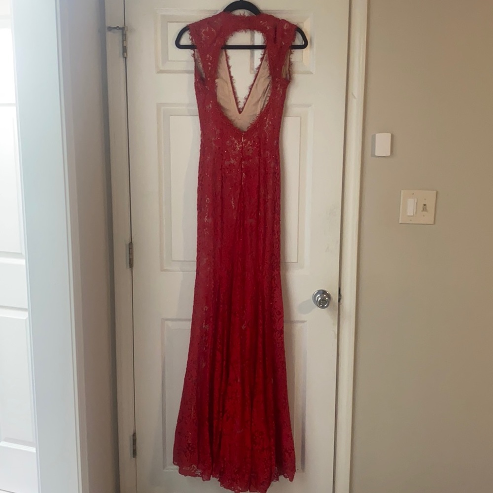 Red lace gown